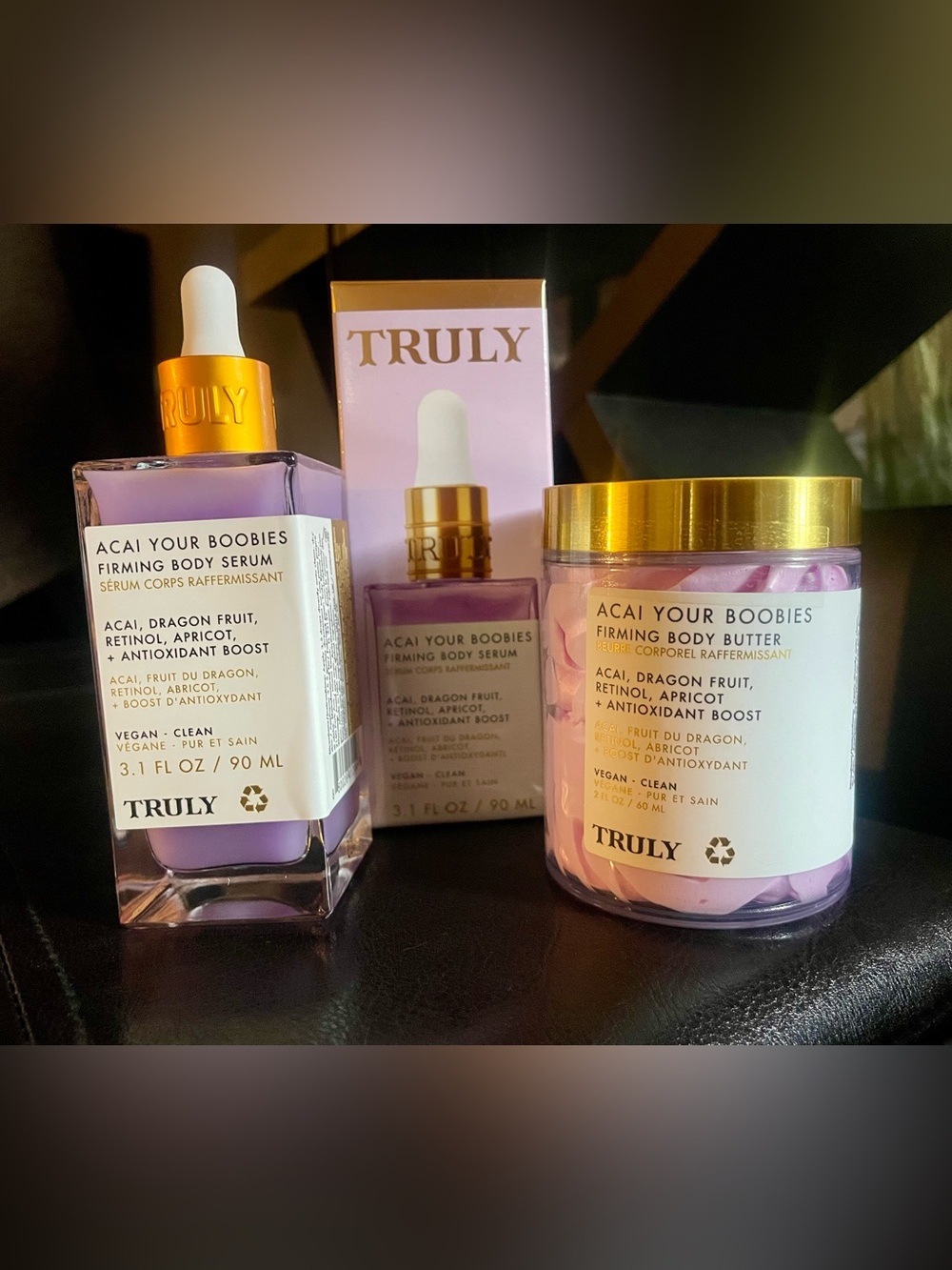 TRULY Acai Your Boobies Firming Serum & Butter Set - Pink and Gold